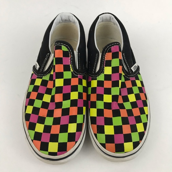 neon checkered vans